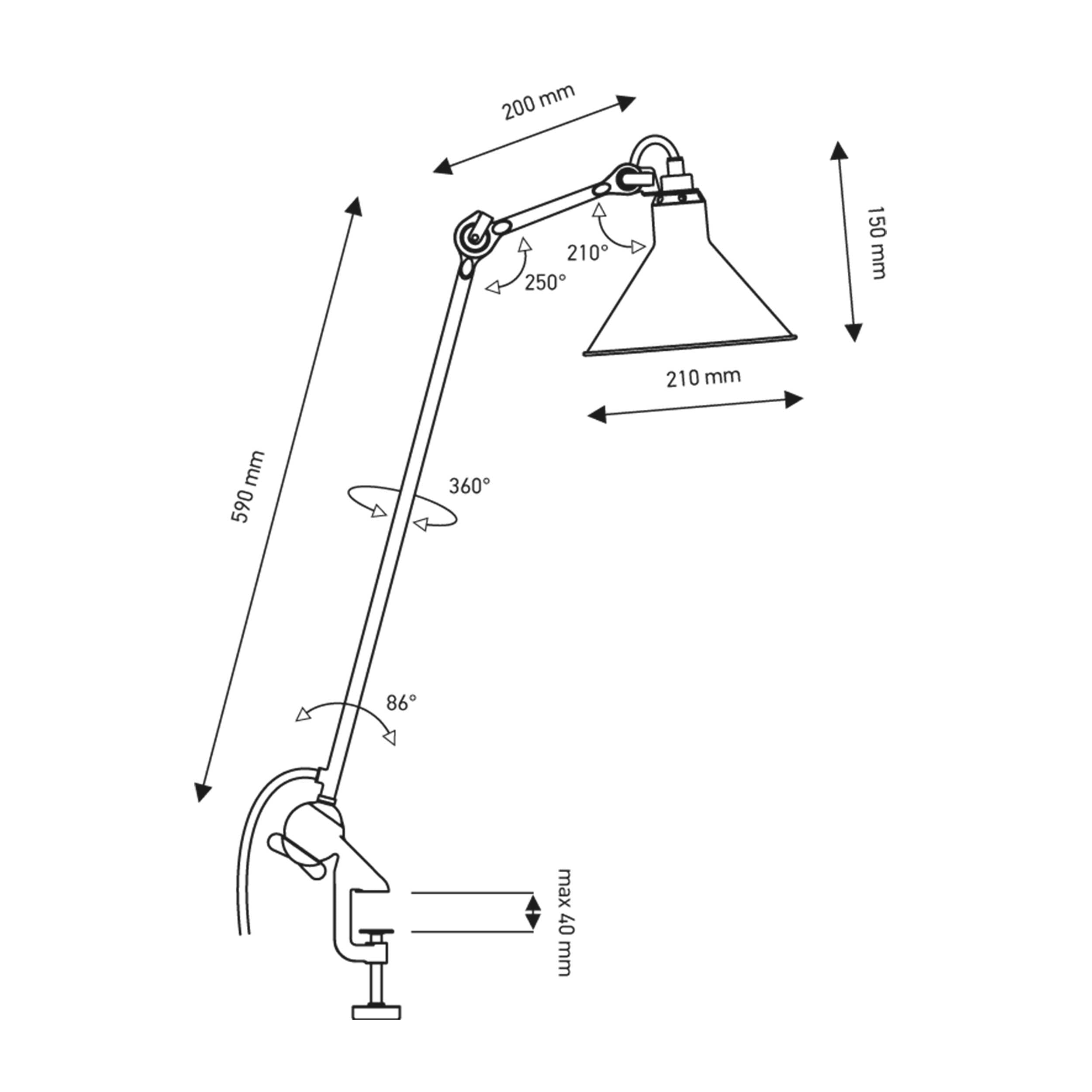 DCW éditions Lampe Gras N°201 E14 stolní svítidlo s klipem