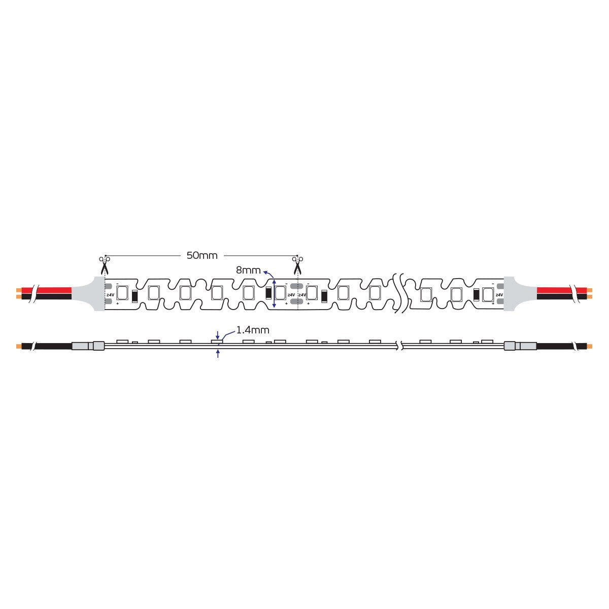 Taśma LED boczna S-Type 24V CRI90 IP20 2700K (5 m)
