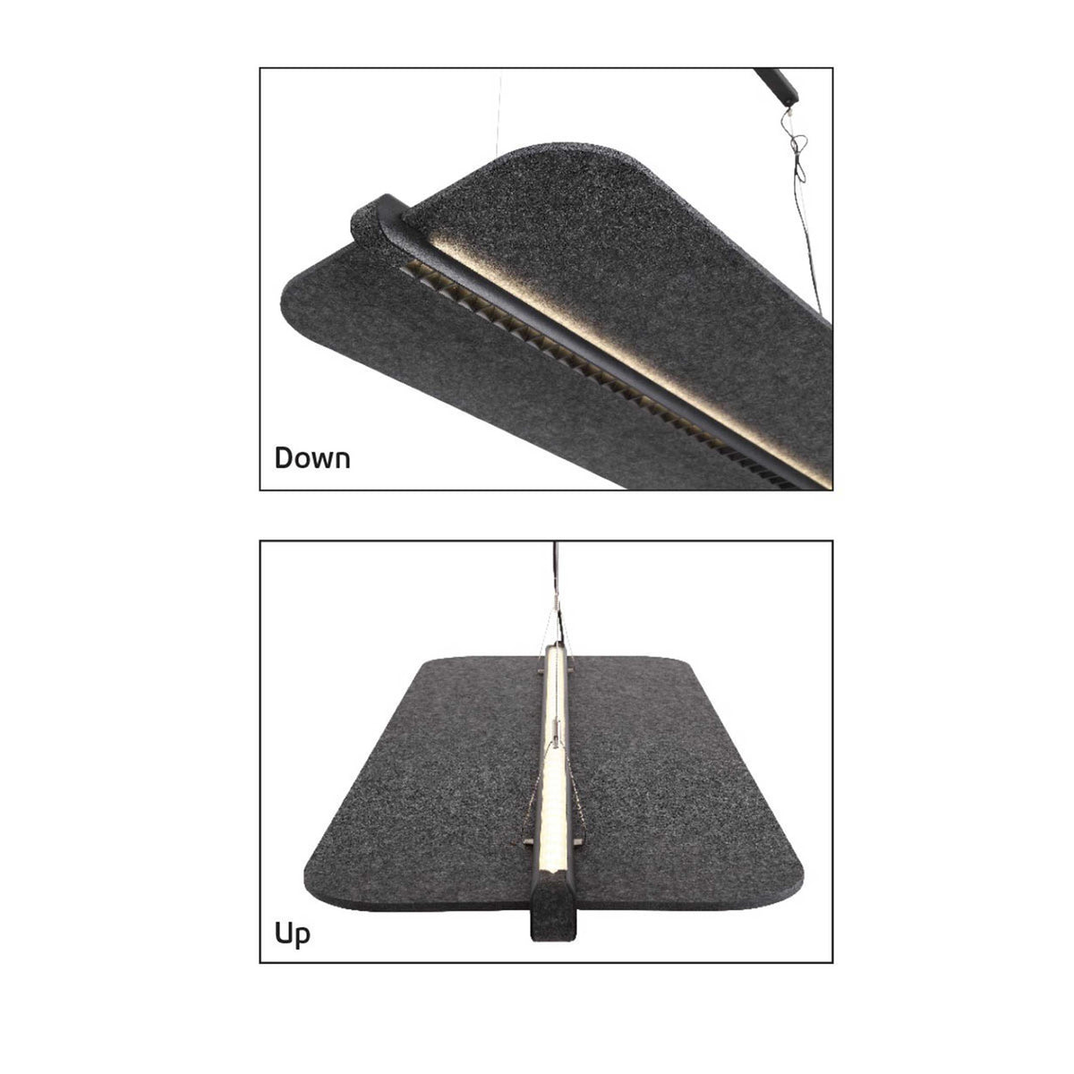 VK Light Mute L LED-owa lampa wisząca akustyczna o poziomej konstrukcji