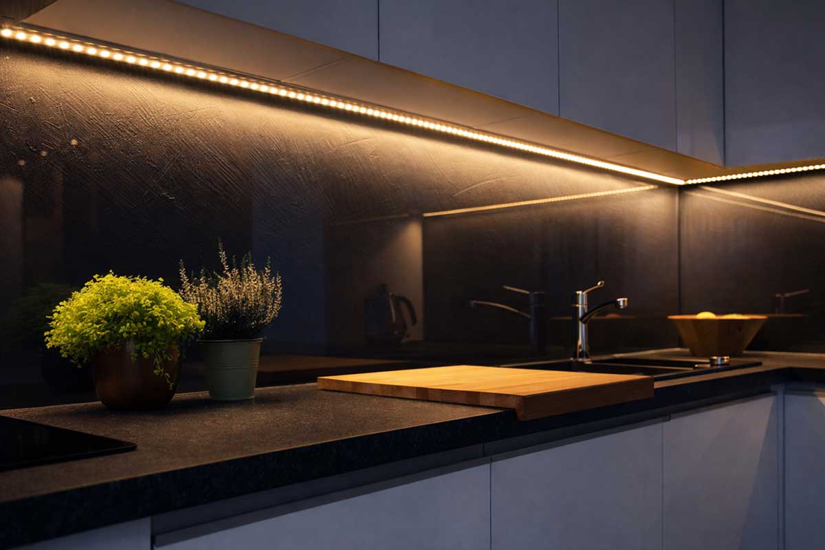 Osvětlení pracovní plochy v kuchyni