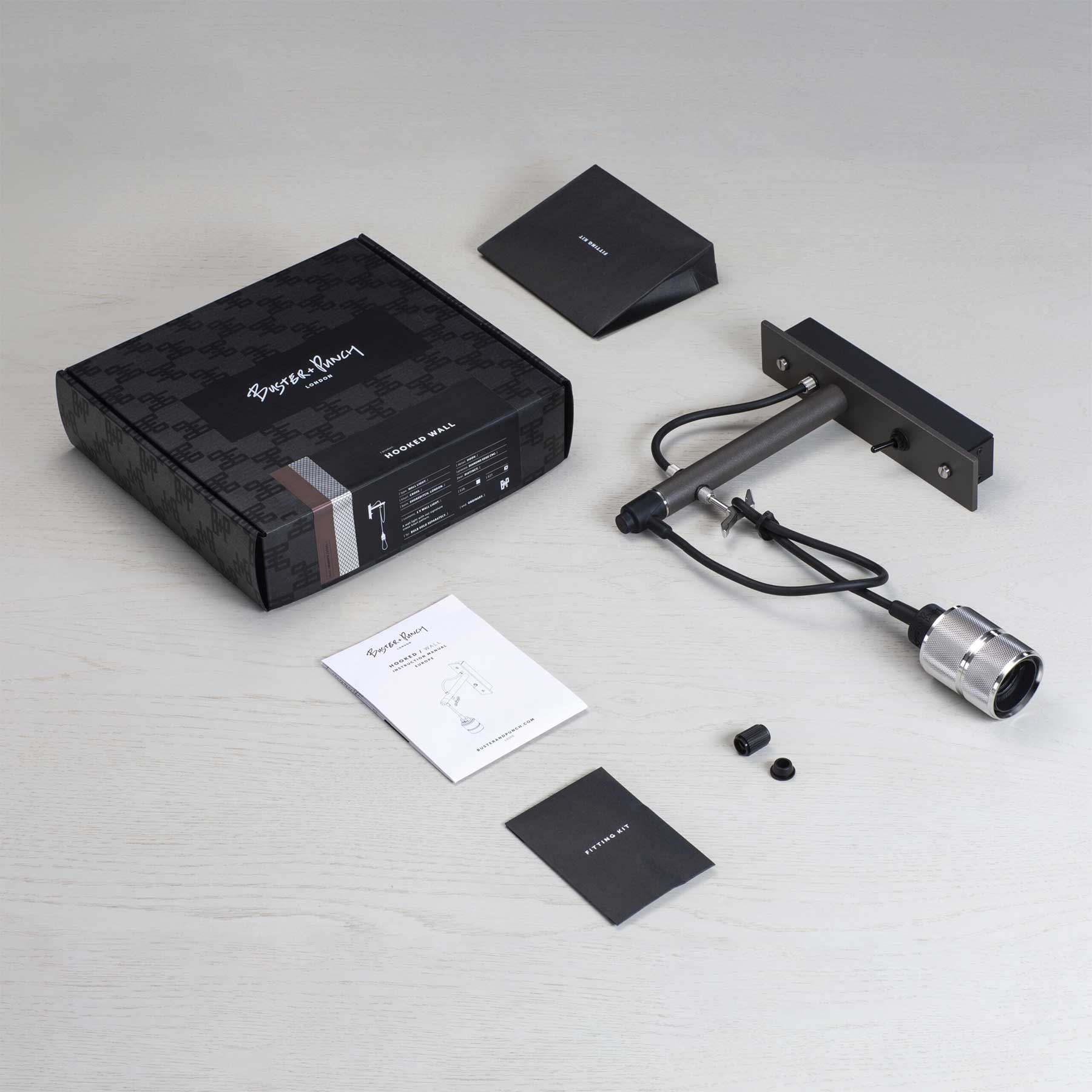 Buster & Punch E27 HOOKED nástěnné grafitové svítidlo