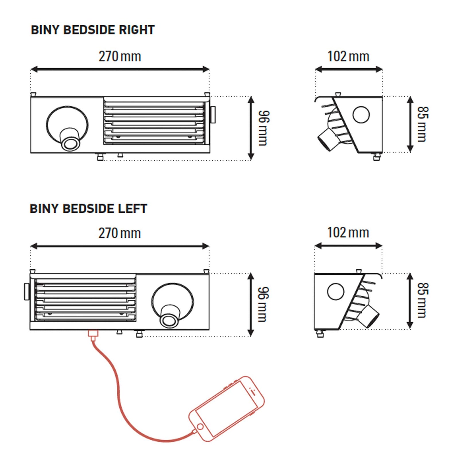 DCW éditions Biny LED kinkiet do łóżka