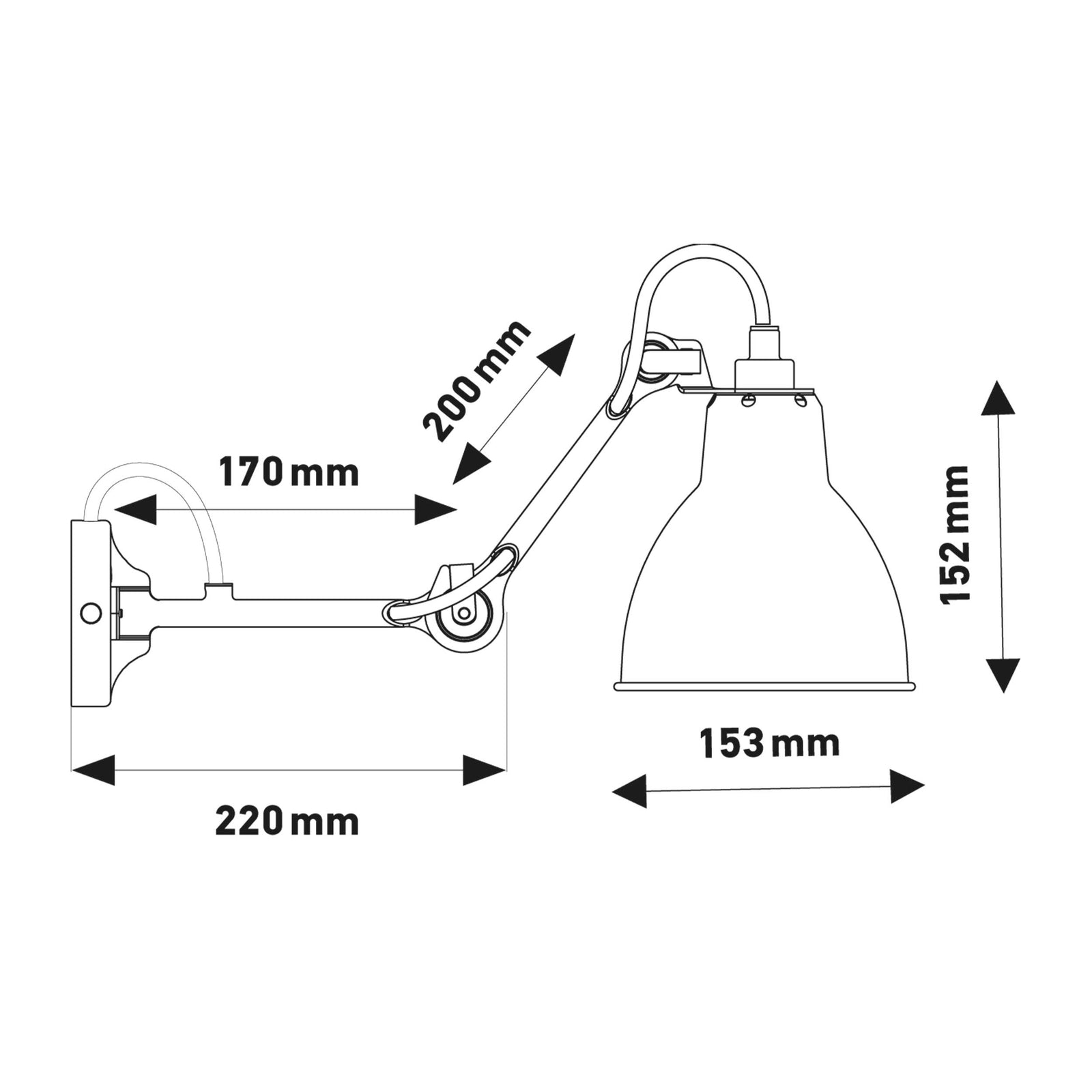 DCW éditions Lampe Gras N°204 E27 kinkiet do łóżka