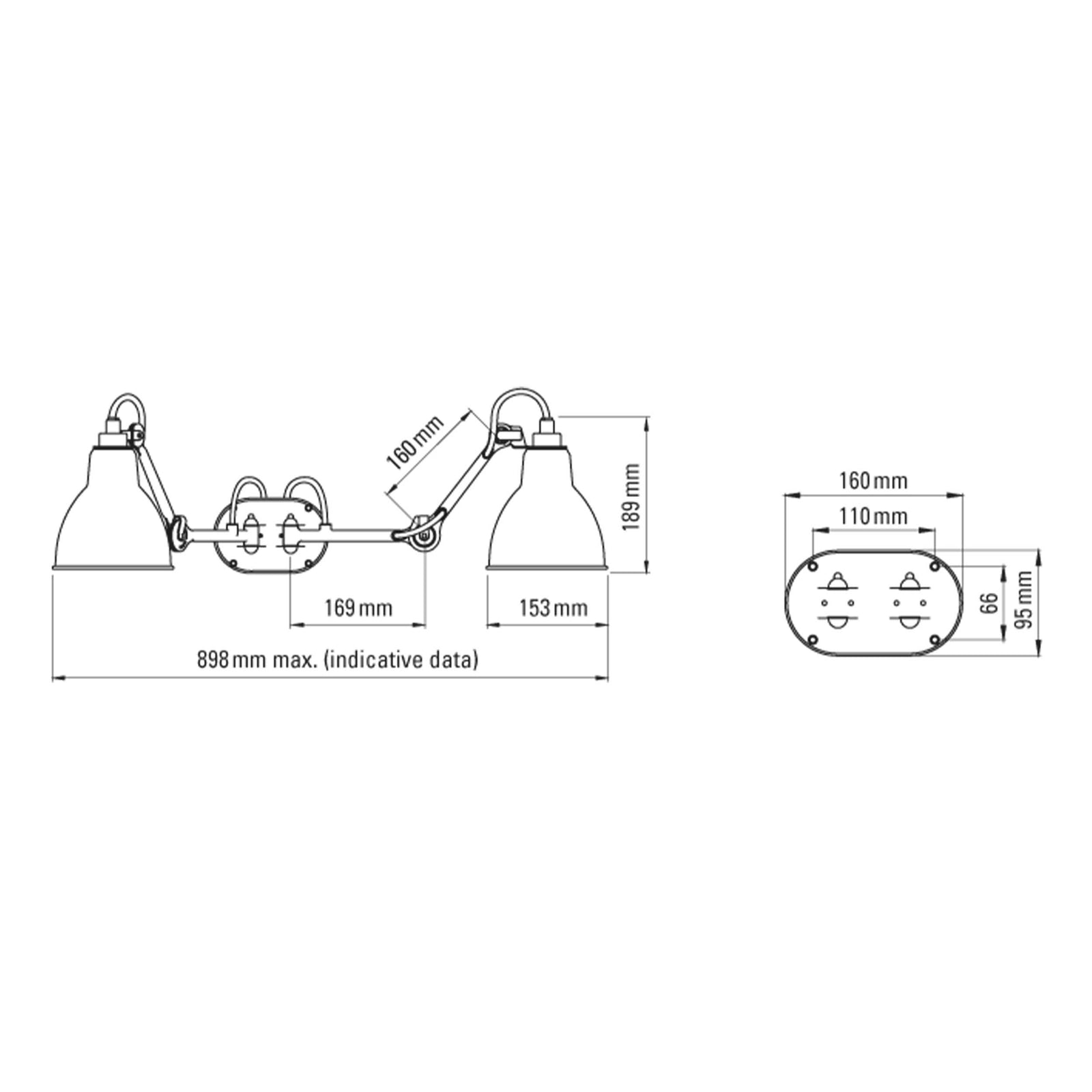 DCW éditions Lampe Gras N°204 E27 podwójna lampa łazienkowa IP44