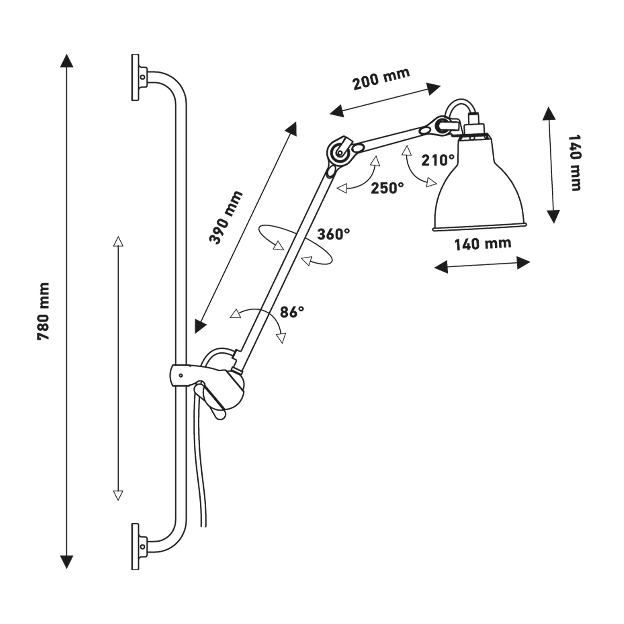 DCW éditions Lampe Gras N°210 E14 nástěnné svítidlo s vypínačem