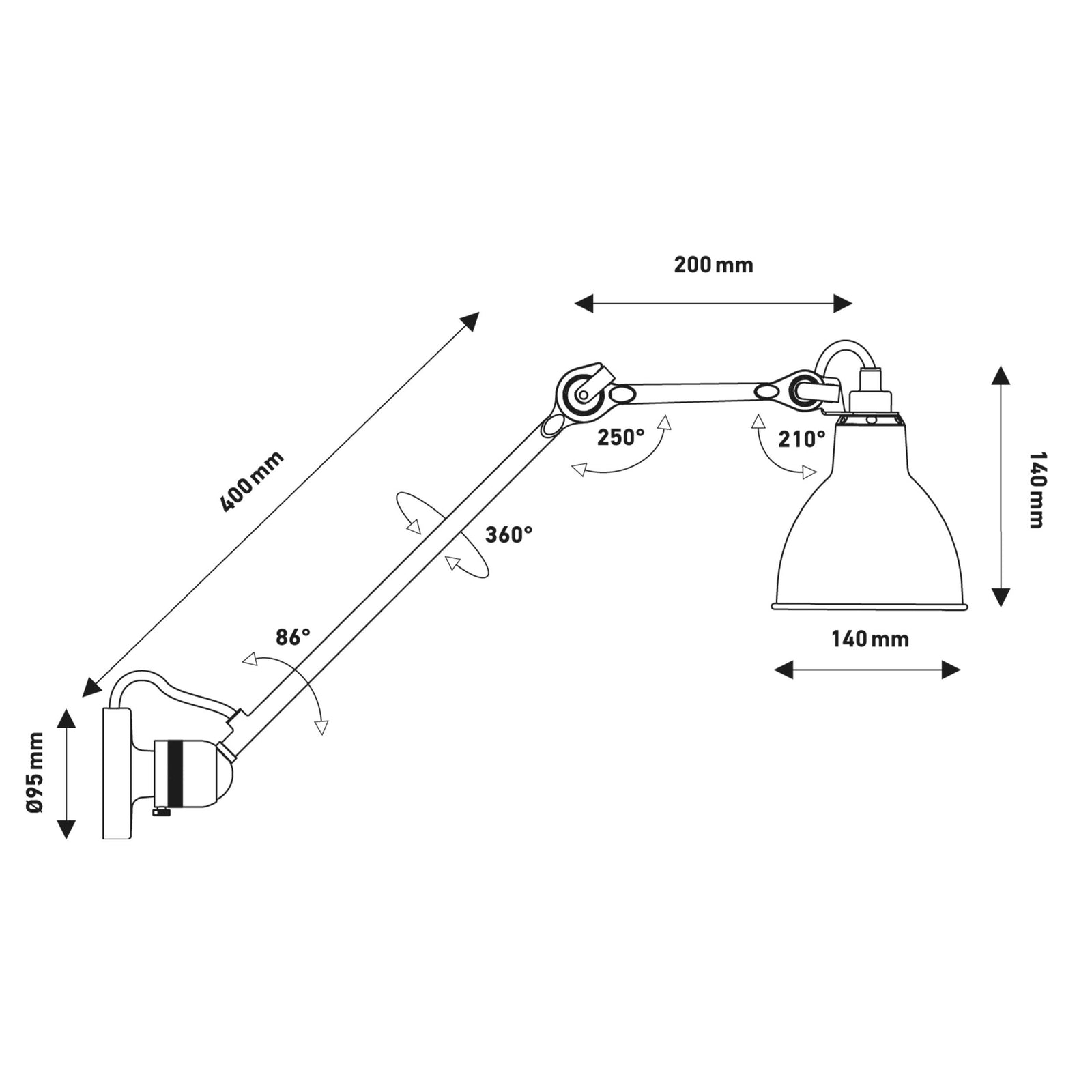 DCW éditions Lampa ścienna Gras N°304 L60 E14