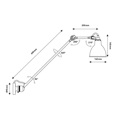 DCW éditions Lampe Gras N°304 L60 E14 nástěnné svítidlo