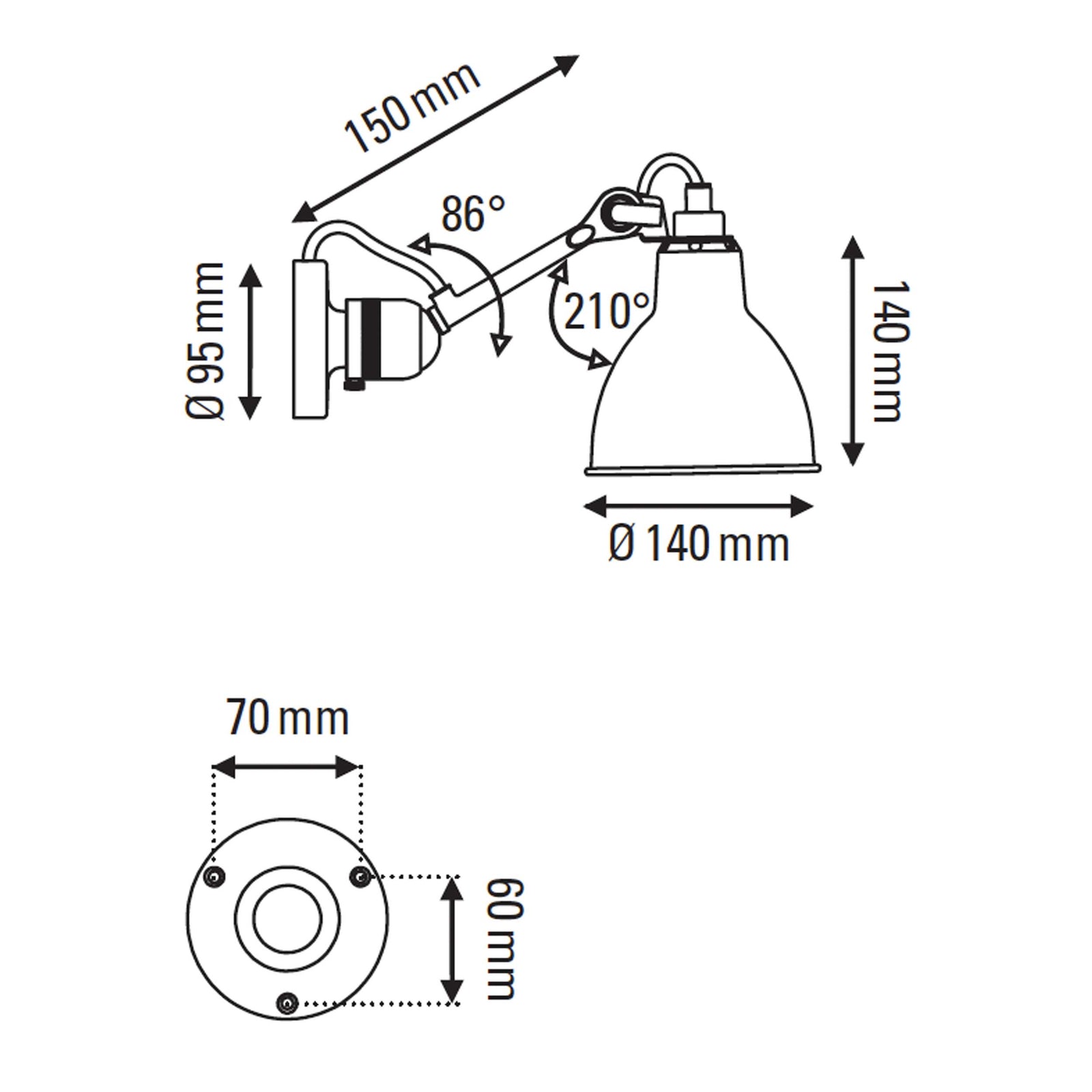DCW éditions Lampe Gras N°304 E14 kinkiet