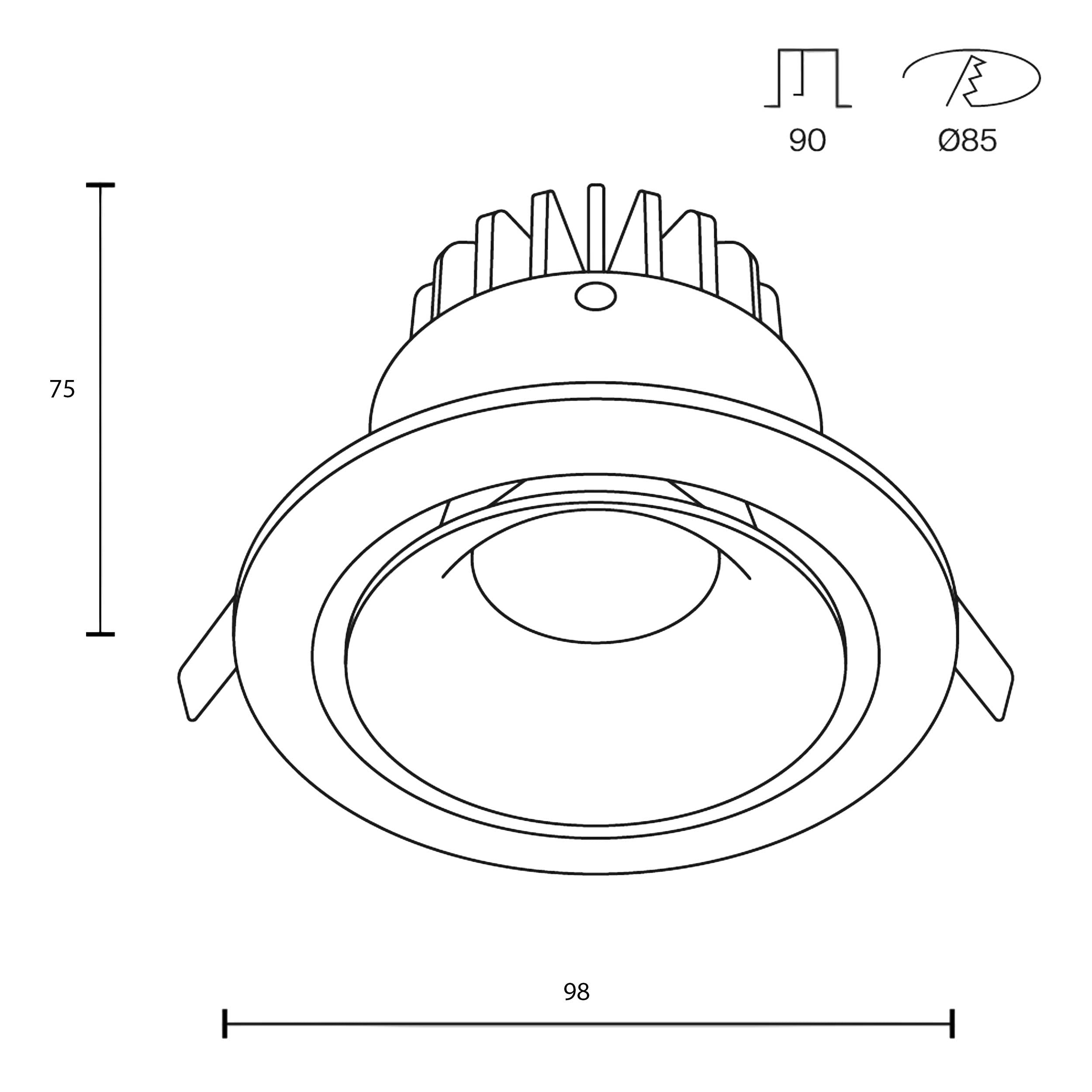 Maytoni downlight Yin LED 12 W 60° – wpuszczana oprawa okrągła