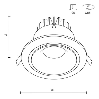 Maytoni downlight Yin LED 12 W 60° – wpuszczana oprawa okrągła