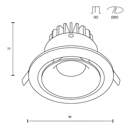 Maytoni downlight Yin LED 12 W 60° – wpuszczana oprawa okrągła