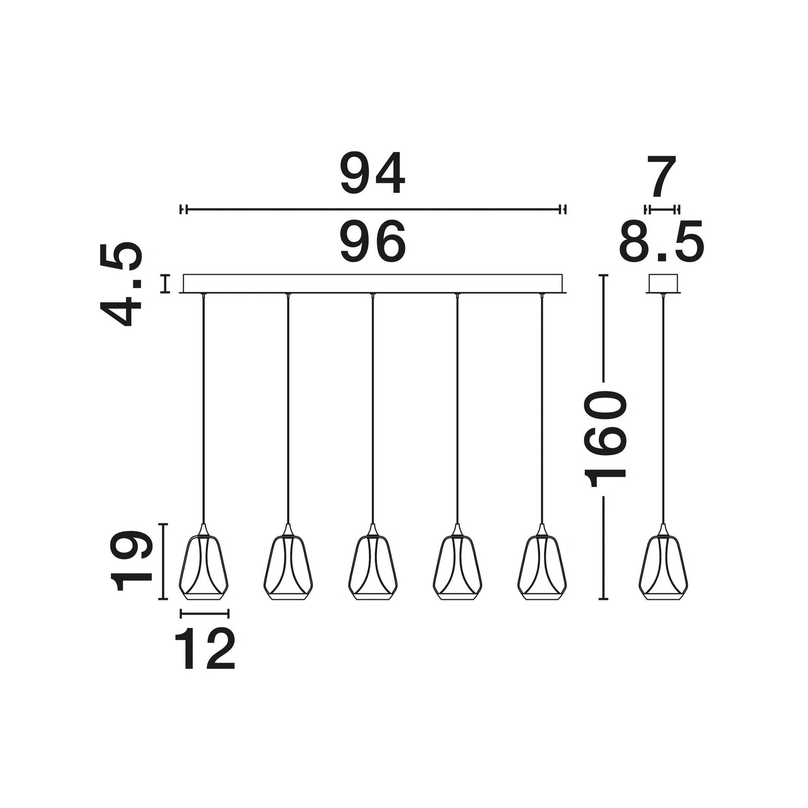 Nova Luce Lampa wisząca LED Alish o podłużnym kształcie