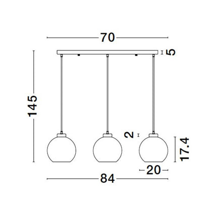 Nova Luce Palmer E27 skleněné závěsné svítidlo podélné