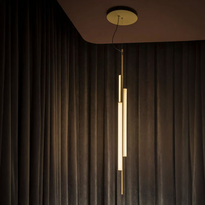 Marset Ambrosia V3 LED – złota, wpuszczana, wisząca lampa pionowa