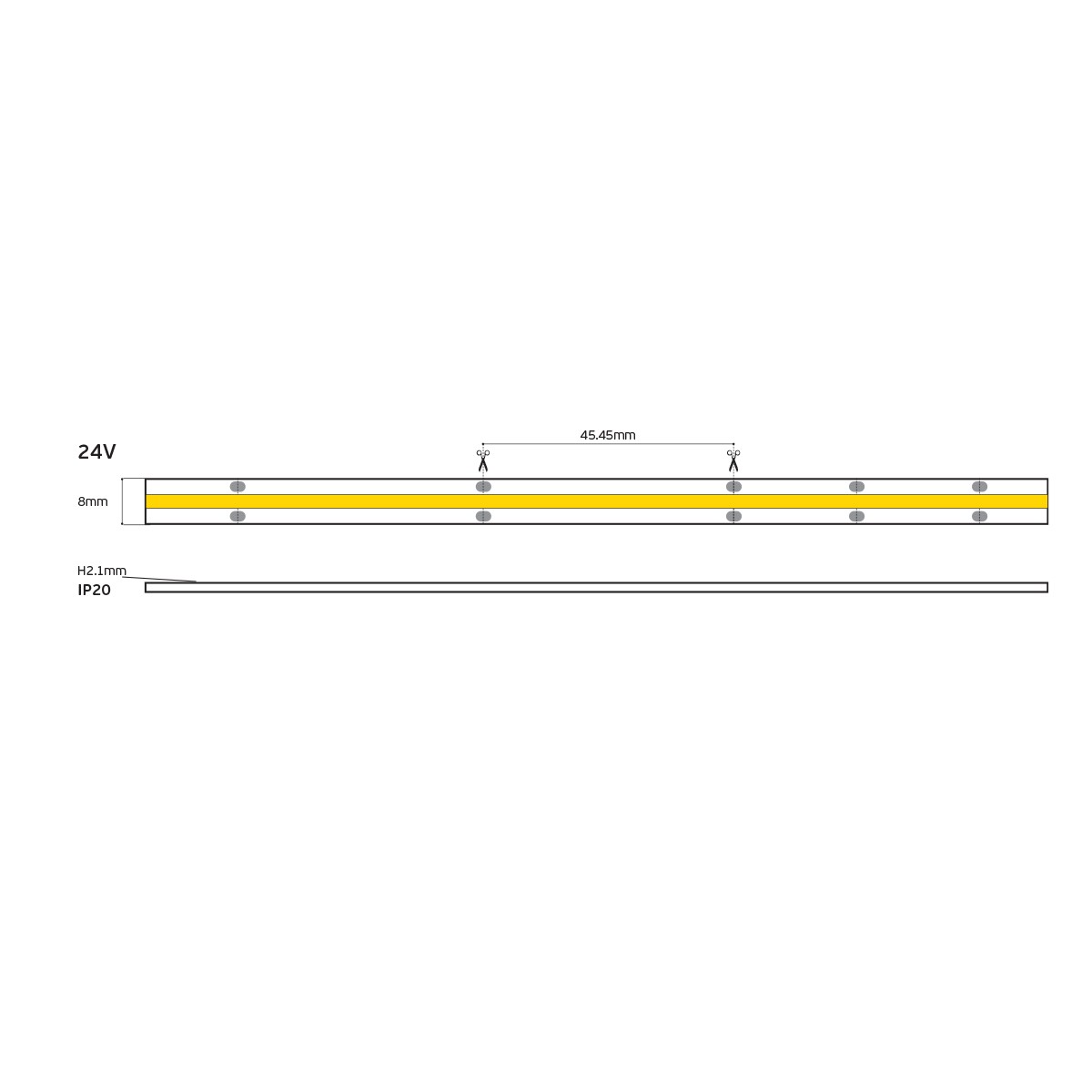 Taśma LED COB 24 V, CRI 90, IP20, 3000 K/4000 K, z funkcją ściemniania (5 m)