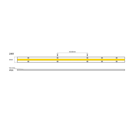 Taśma LED COB 24 V, CRI 90, IP20, 3000 K/4000 K, z funkcją ściemniania (5 m)
