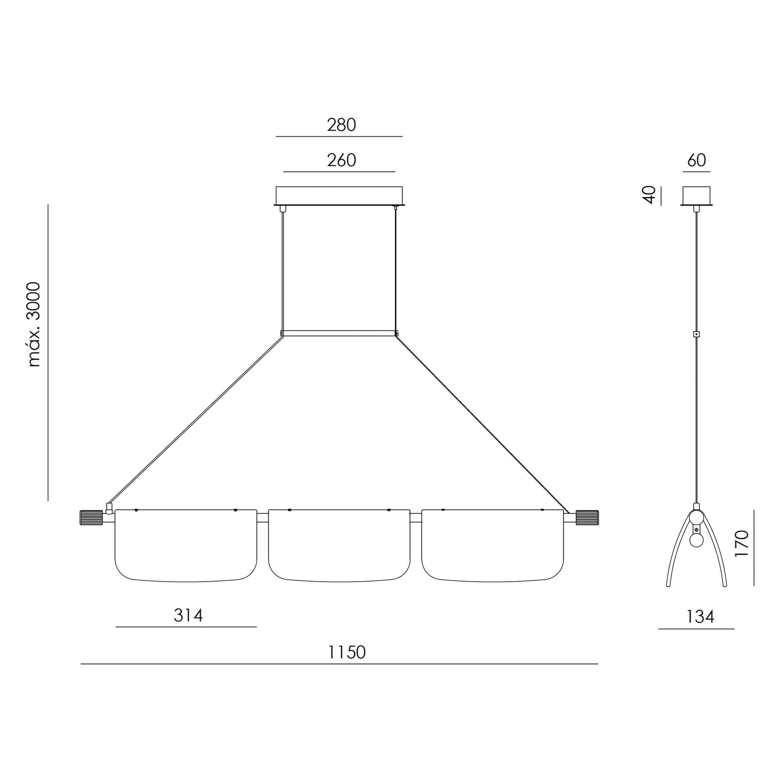 Aromas Lida Trio LED – lampa wisząca