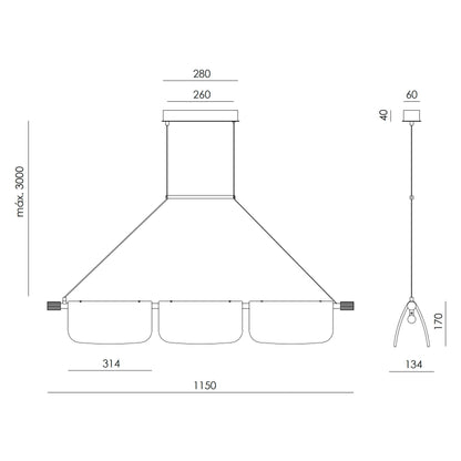 Aromas Lida Trio LED – lampa wisząca