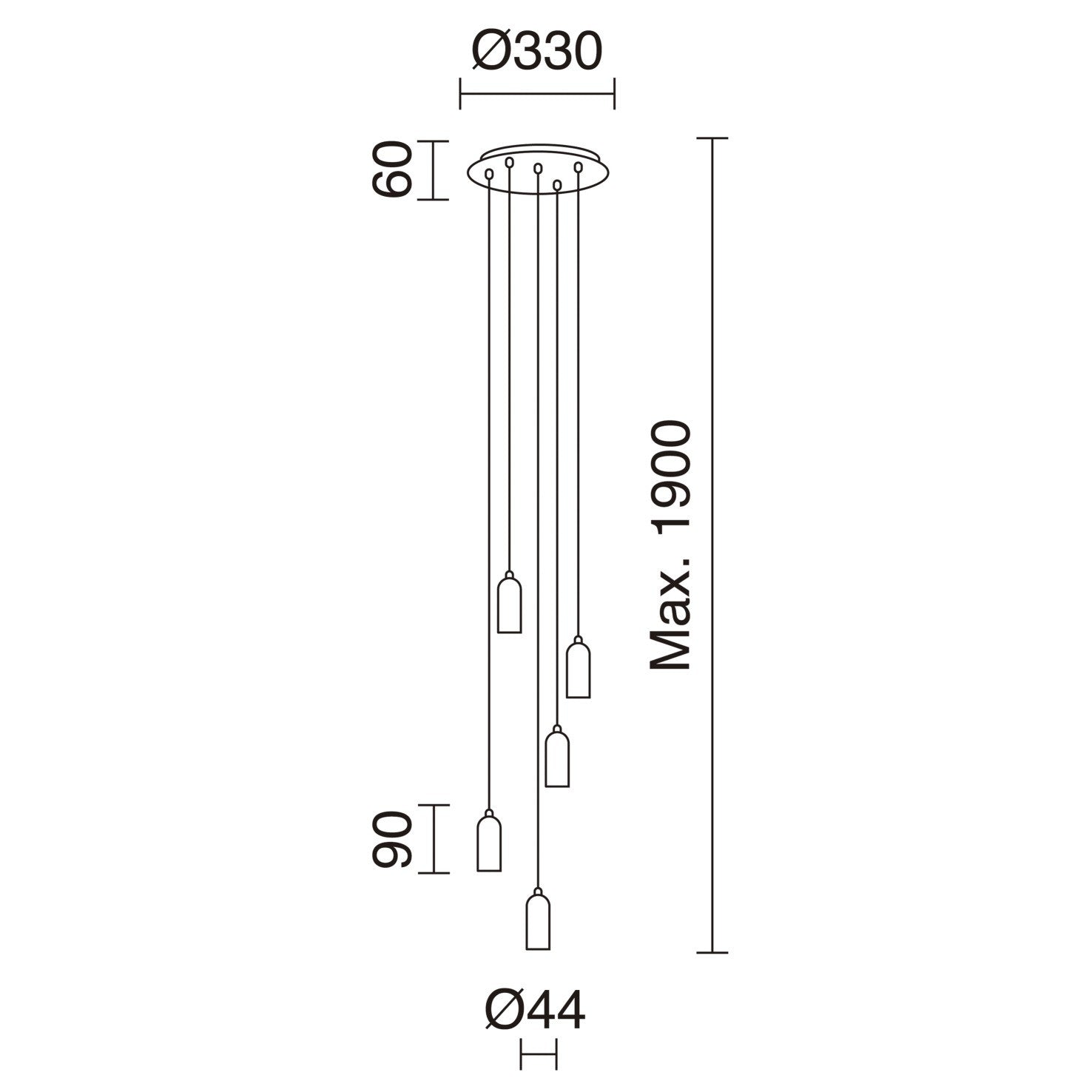 Exo Atu style E27 závěsné svítidlo černé
