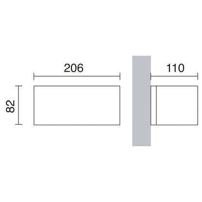 Dopo Isora up/down rectangle LED přisazené svítidlo hnědé