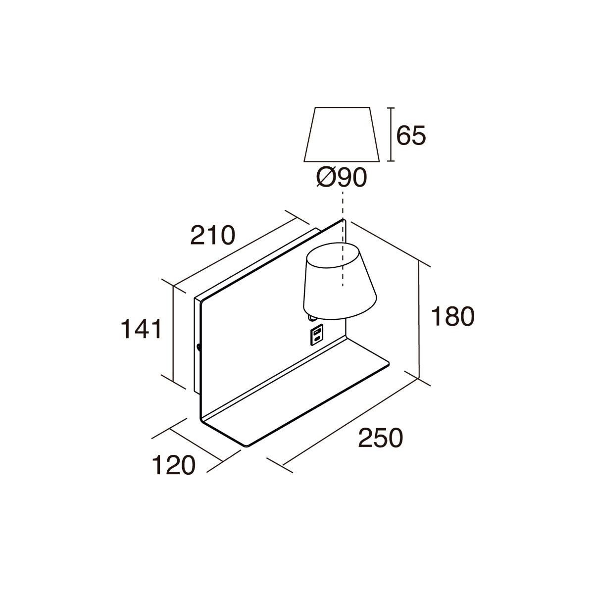 Exo Serene USB LED nástěnné svítidlo černé
