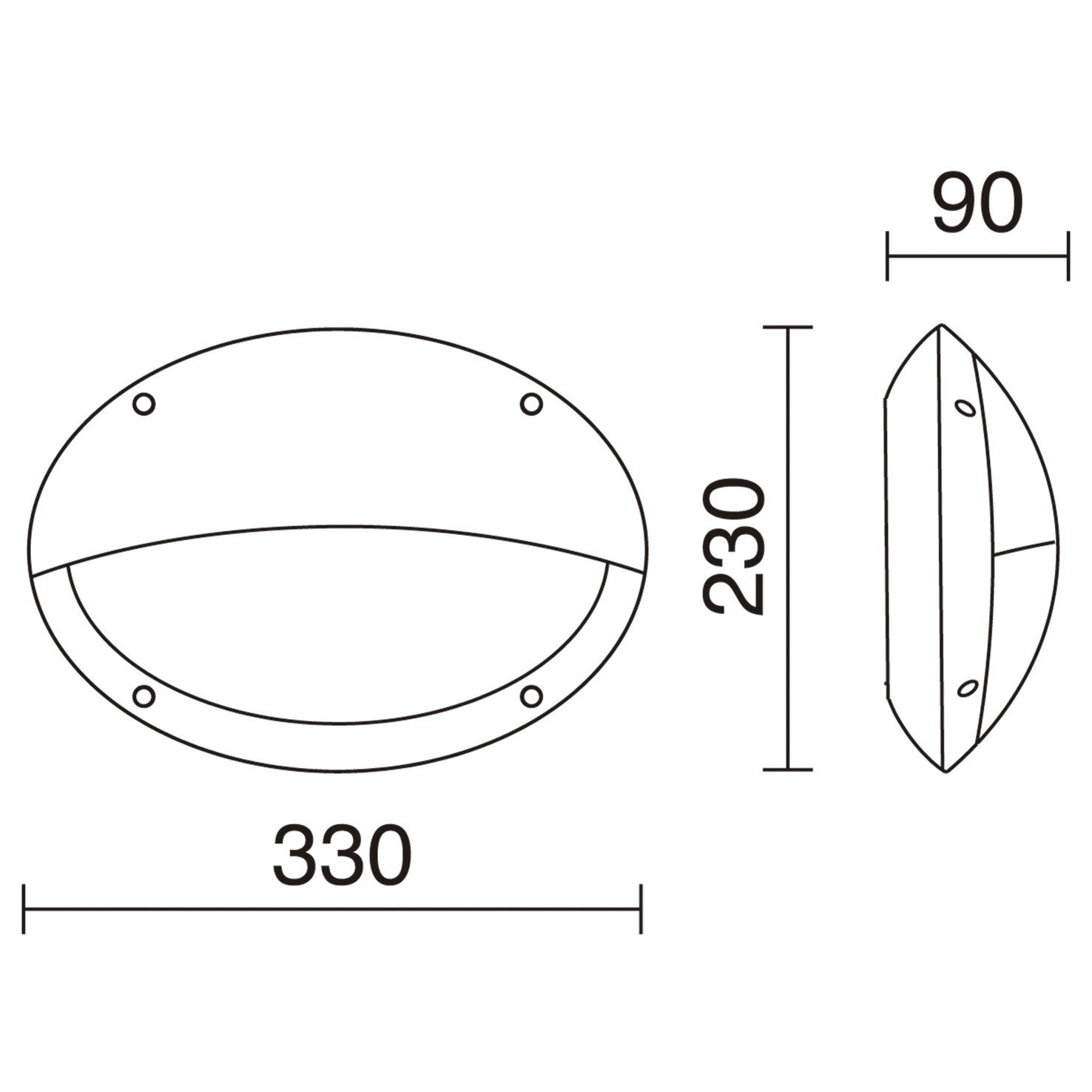 Dopo Teia oval hood E27 přisazené svítidlo černé
