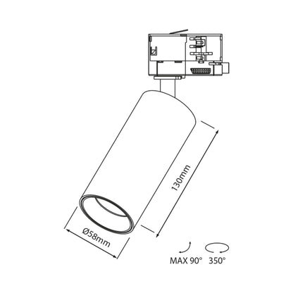 Karizma Luce Stretto LED svítidlo pro 3F lištu černé